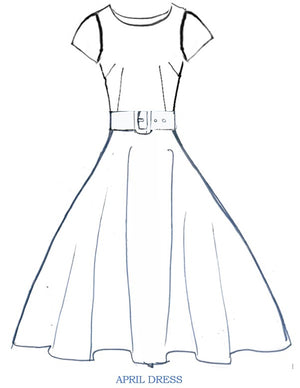 April Dress Boat Neck Cap Sleeve Midi Length Silk Taffta (Solid)