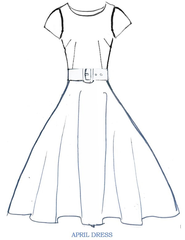 April Dress Boat Neck Cap Sleeve Midi Length Silk Taffta (Solid)