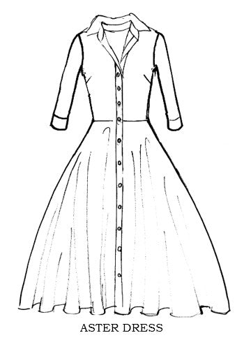 Aster Dress Shirt Collar 3/4 Sleeve Midi Length Musola (Del Mar Tile)