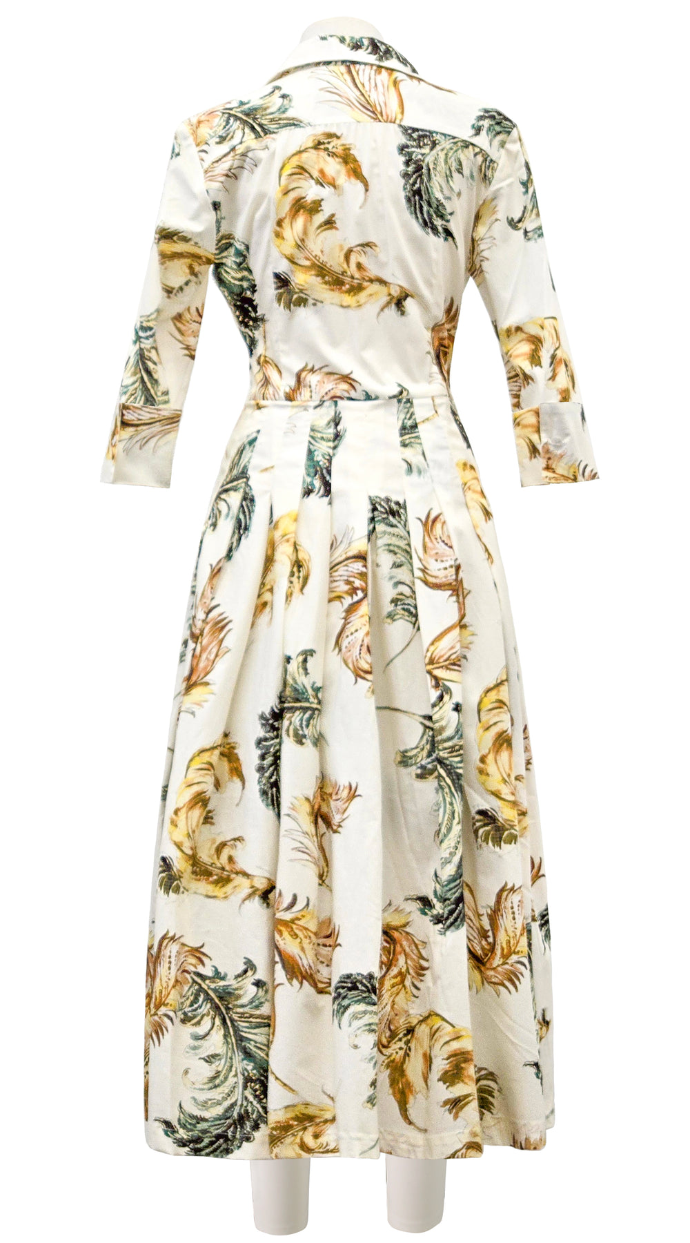 Audrey Dress #2 Shirt Collar 3/4 Sleeve Midi Length Poplin Stretch (Feather Lightness Dark)