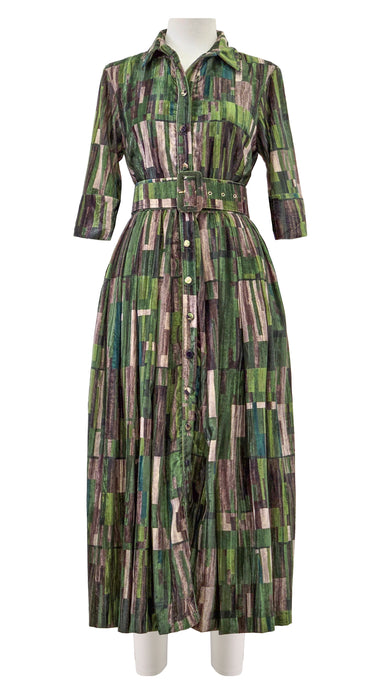 Audrey Dress #4 Shirt Collar 3/4 Sleeve Midi Length Velvet Vicose (Granada Rug)
