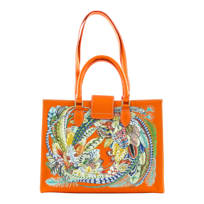 Audrey Tote_Medium_Feather Fancy_Orange