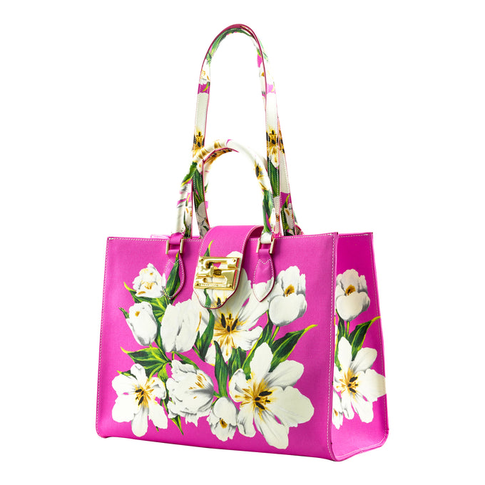 Audrey Tote_Medium_Emperor Tulip Bright_Pink