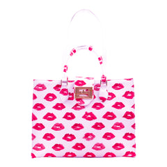 Audrey Tote_Medium_Watercolor Lips_White Pink