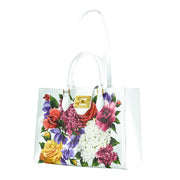 Audrey Tote_Medium_Zinnia Flower_White