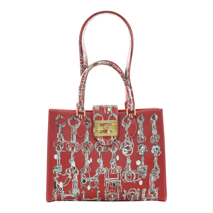 Audrey Tote_Medium_Horse Chain_Red