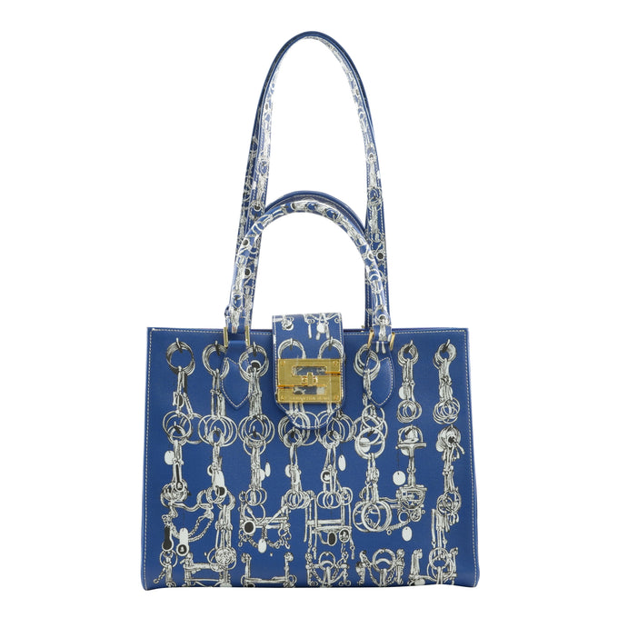 Audrey Tote_Medium_Horse Chain_Cobalt Blue