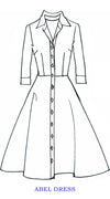 Abel Dress Shirt Collar 3/4 Sleeve Maxi Length Cotton Stretch (Bell Flower New)