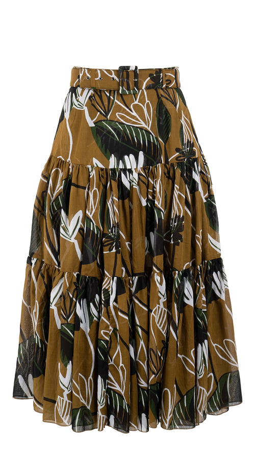 Emma Skirt Midi Length Cotton Musola (Abstract Debussy)