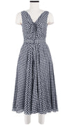 Vivien Dress #1 V Neck Tie Sleeveless Midi Length Cotton Musola (Abstract Dogstooth)