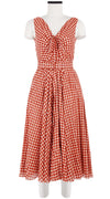 Vivien Dress #1 V Neck Tie Sleeveless Midi Length Cotton Musola (Abstract Dogstooth)