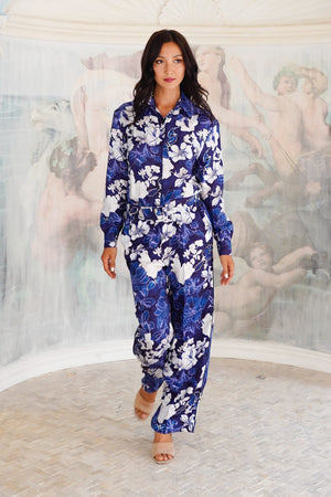 Pajama Shirt & Pajama Pants Silk Twill (Admiral Magnolia)
