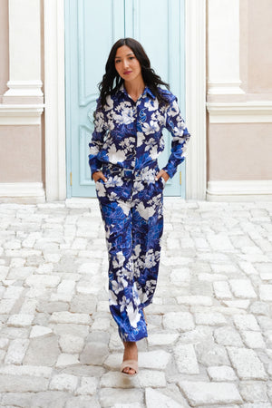 Pajama Shirt & Pajama Pants Silk Twill (Admiral Magnolia)