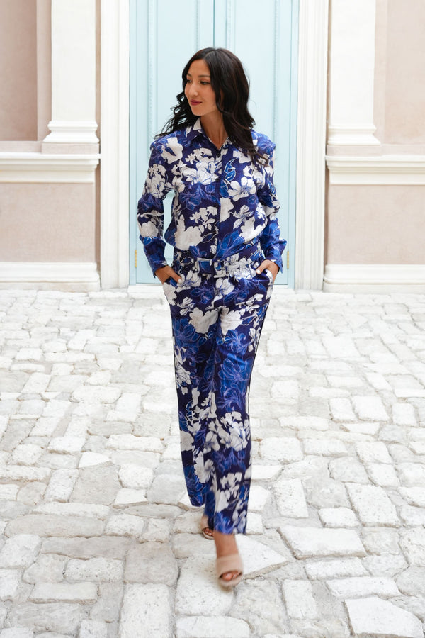 Pajama Shirt & Pajama Pants Silk Twill (Admiral Magnolia)