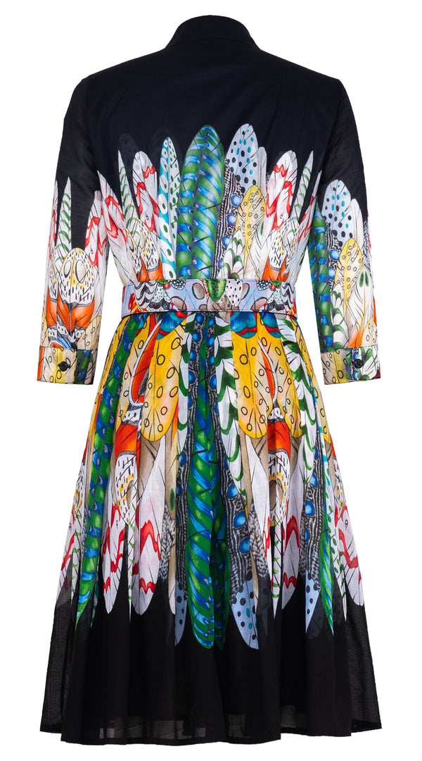 Audrey Dress #4 Shirt Collar 3/4 Sleeve Regular Length Musola (African Feather)