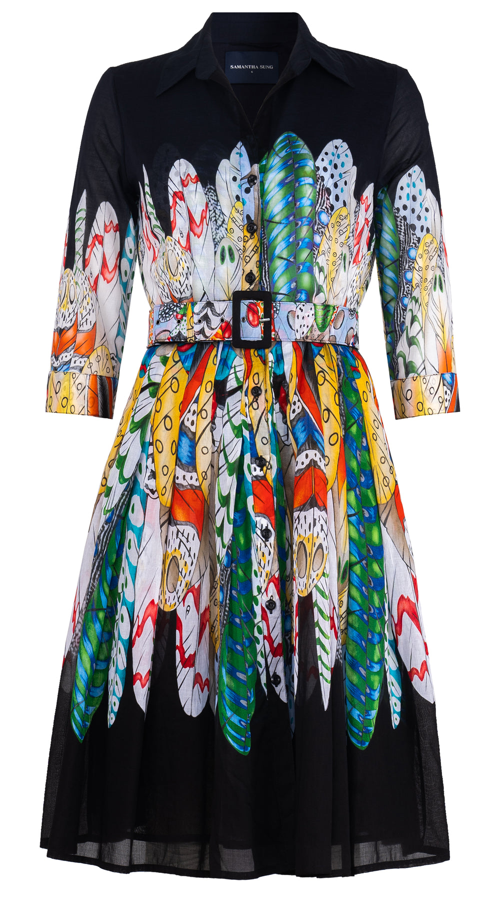 Audrey Dress #4 Shirt Collar 3/4 Sleeve Regular Length Musola (African Feather)