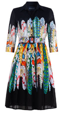 Audrey Dress #4 Shirt Collar 3/4 Sleeve Regular Length Musola (African Feather)