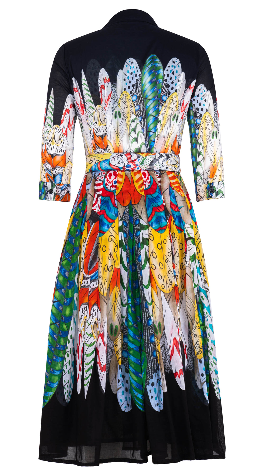 [Off the Rack] Audrey Dress #4 Shirt Collar 3/4 Sleeve Midi Length Musola (African Feather) @XS-L