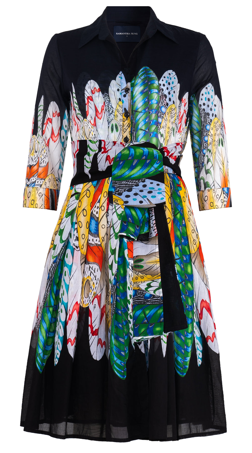 Audrey Dress #4 Shirt Collar 3/4 Sleeve Regular Length Musola (African Feather)