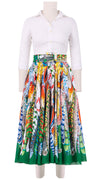 Aster Skirt #1 with Belt Midi Length Cotton Musola (African Feather)