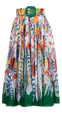 Aster Skirt #1 with Belt Midi Length Cotton Musola (African Feather)