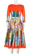 Aster Dress Boat Neck 3/4 Sleeve Midi Length Cotton Musola (African Feather)