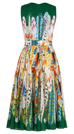 Aster Dress Crew Neck Sleeveless Midi Length Cotton Musola (African Feather)