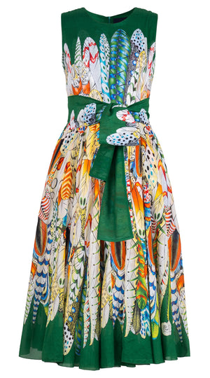Aster Dress Crew Neck Sleeveless Midi Length Cotton Musola (African Feather)