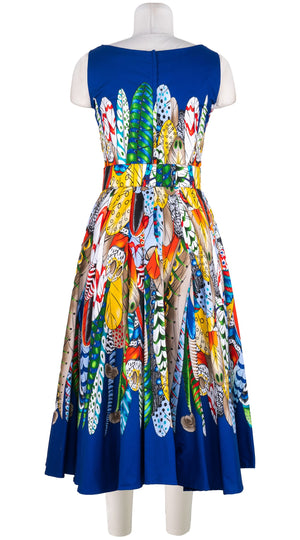 Abelia Dress Round Neck Sleeveless Midi Length Cotton Stretch (African Feather)