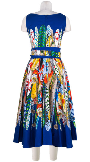 Abelia Dress Round Neck Sleeveless Midi Length Cotton Stretch (African Feather)