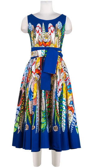 Abelia Dress Round Neck Sleeveless Midi Length Cotton Stretch (African Feather)