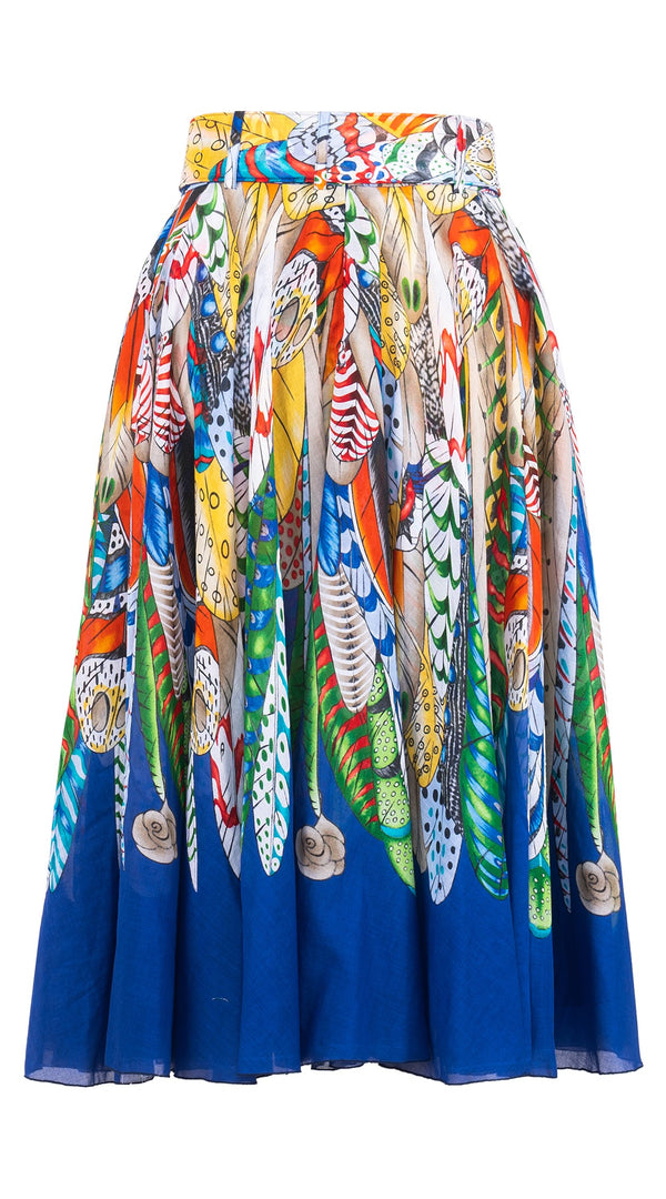 Aster Skirt #1 with Belt Long Length Cotton Musola (African Feather)