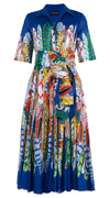 Aster Dress Shirt Collar 1/2 Sleeve Midi Length Cotton Musola (African Feather)