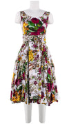 Birdy Dress #2 Boat Neck Sleeveless Long Length Cotton Musola (Alpine Flowers)