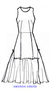 Amanda Dress Crew Neck Cut in Sleeve Long +3 Length Cotton Musola (Botanic New Small Ivory)
