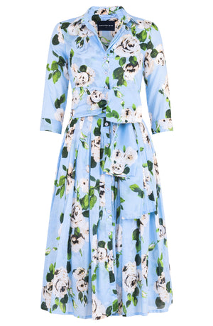 Audrey Dress #4 Shirt Collar 3/4 Sleeve Midi Length Musola (Amber Queen)