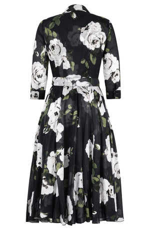 Aster Dress Shirt Collar 3/4 Sleeve Midi Length Cotton Musola (Amber Queen)