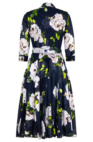 Aster Dress Shirt Collar 3/4 Sleeve Midi Length Cotton Musola (Amber Queen)