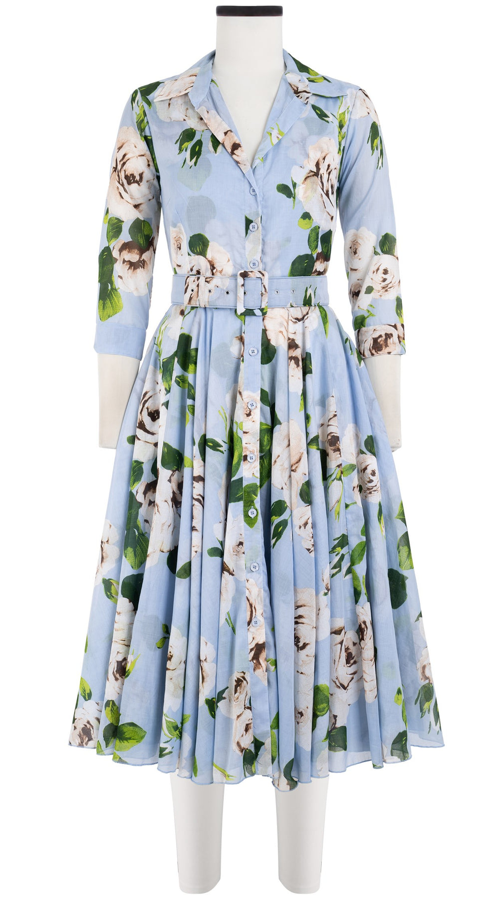 Aster Dress Shirt Collar 3/4 Sleeve Long Length Cotton Musola (Amber Queen)