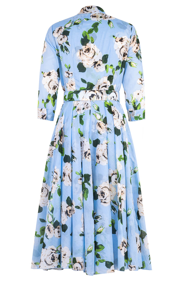 Aster Dress Shirt Collar 3/4 Sleeve Midi Length Cotton Musola (Amber Queen)