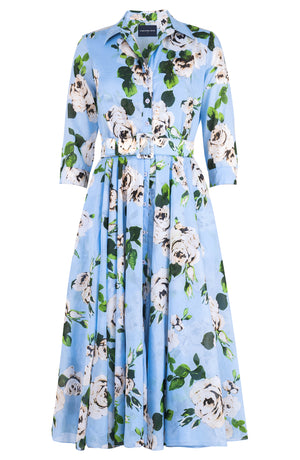 Aster Dress Shirt Collar 3/4 Sleeve Midi Length Cotton Musola (Amber Queen)