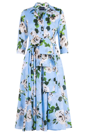 Aster Dress Shirt Collar 3/4 Sleeve Midi Length Cotton Musola (Amber Queen)