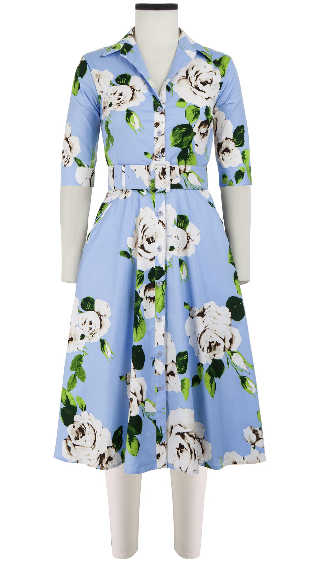 Abel Dress Shirt Collar 1/2 Sleeve Long Length Cotton Stretch (Amber Queen)