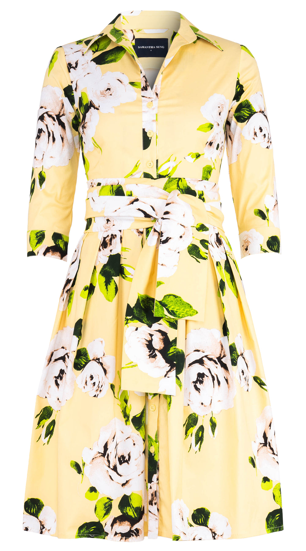 Audrey Dress #1 Shirt Collar 3/4 Sleeve Regular Length Cotton Stretch (Amber Queen) @3