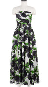 Carol Dress Tube Strapless with Hamilton Belt Maxi Length Cotton Musola (Anemon Naples All Over)