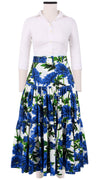 Emma Skirt Midi Plus Length Cotton Stretch (Anemon Naples All Over)