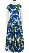 Rachel Dress Crew Neck Short Sleeve Maxi Length Cotton Stretch (Anemon Naples All Over)