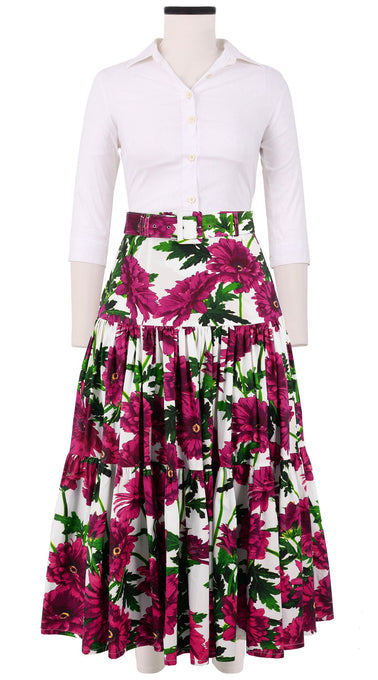 Emma Skirt Midi Plus Length Cotton Stretch (Anemon Naples All Over)
