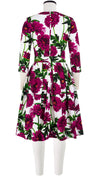 Rachel Dress Crew Neck 3/4 Sleeve Cotton Stretch (Anemon Naples All Over)