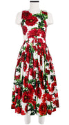 Florance Dress #2 Crew Neck Sleeveless Midi Length Cotton Stretch (Anemon Naples All Over)